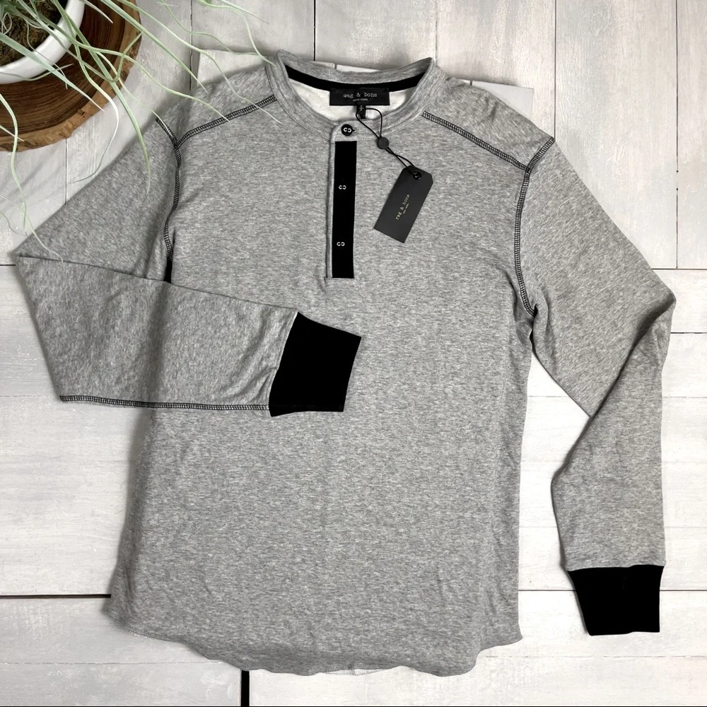 Rag & Bone Gibson Henley in Heatherd Gray - Picture 2 of 13